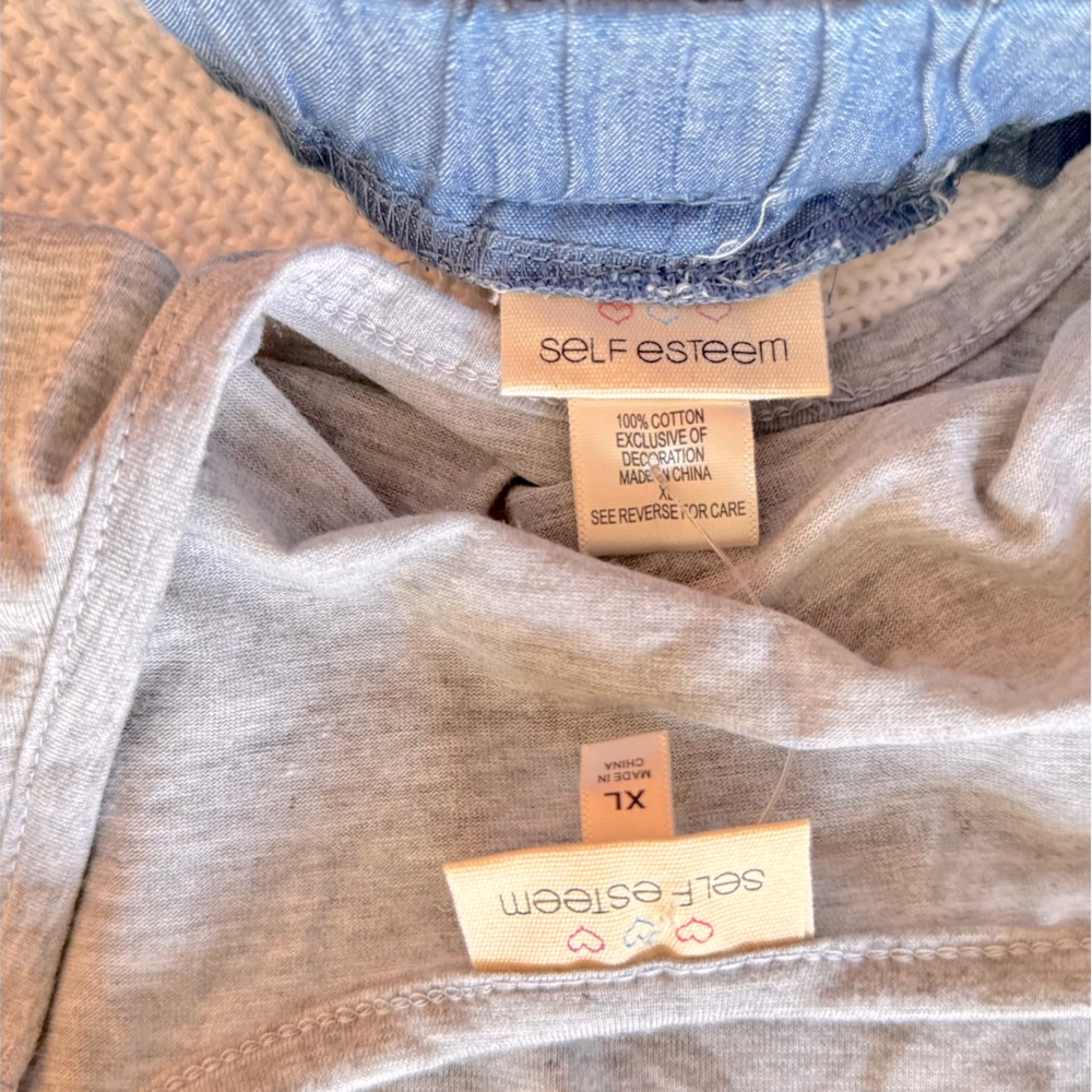 SELF ESTEEM 2 Piece Girls Grey Rainbow Unicorn Tank Top & Blue Denim Shorts Set - Picture 9 of 14